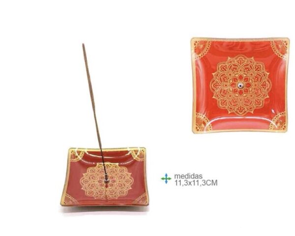 Porta Incenso Vidro Quadrado Mandala 13cm